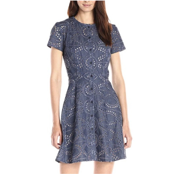 Shoshanna Dresses & Skirts - Shoshanna Chambray Embroidered Eyelet Button dress